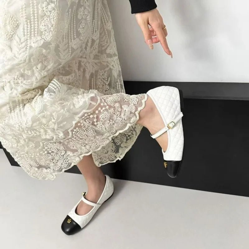 Spring and Autumn temperament commuting shallow mouth single shoe square toe Mary Zhen single shoe women - Mom & Kids