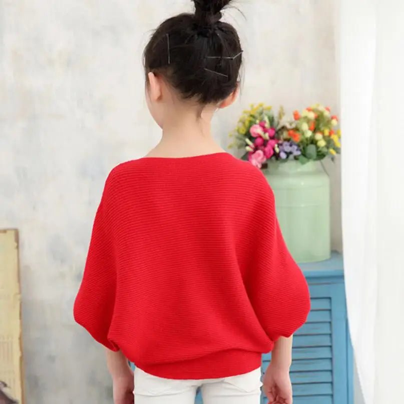 Spring Autumn Baby Toddler Teenage Children's Clothing Girls Pullover Sweater Long Batwing Sleeve Kids Knit Sweaters Tops (Available) - Mom & Kids