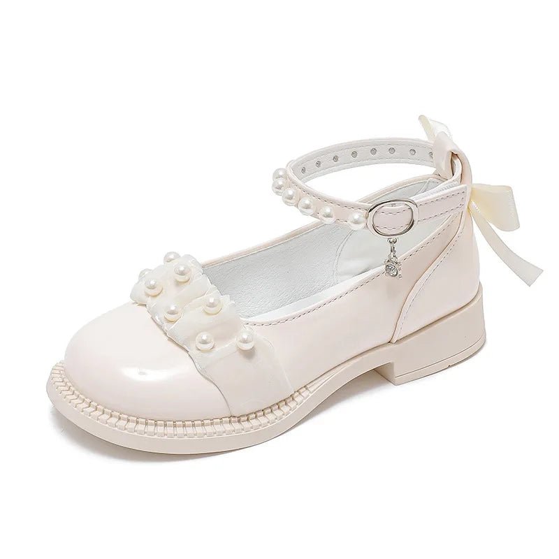 Spring Autumn Girl Glossy Leather Shoes Fashion Children Princess Causal Dress Flats Sweet Bowtie Kids School Mary Jane Shoes - Mom & Kids