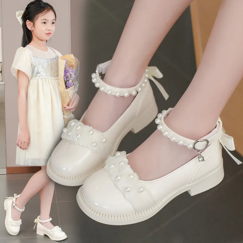 Spring Autumn Girl Glossy Leather Shoes Fashion Children Princess Causal Dress Flats Sweet Bowtie Kids School Mary Jane Shoes - Mom & Kids