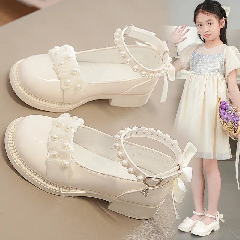 Spring Autumn Girl Glossy Leather Shoes Fashion Children Princess Causal Dress Flats Sweet Bowtie Kids School Mary Jane Shoes - Mom & Kids