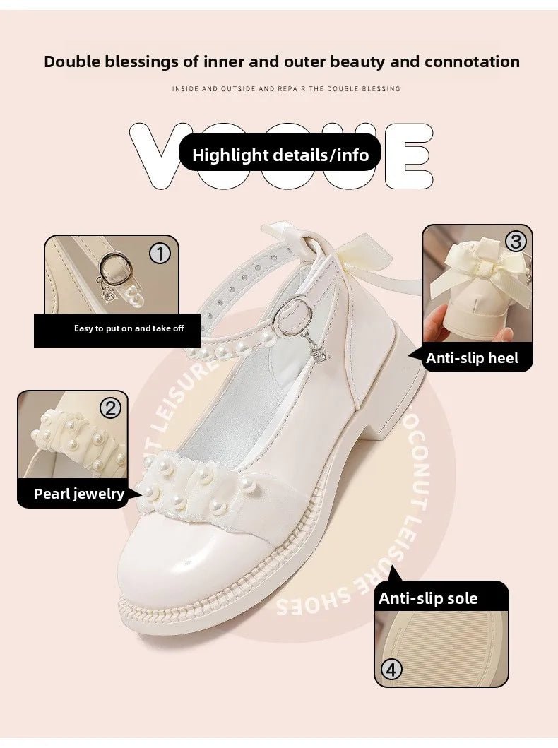 Spring Autumn Girl Glossy Leather Shoes Fashion Children Princess Causal Dress Flats Sweet Bowtie Kids School Mary Jane Shoes - Mom & Kids