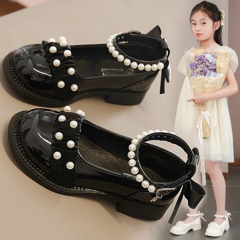 Spring Autumn Girl Glossy Leather Shoes Fashion Children Princess Causal Dress Flats Sweet Bowtie Kids School Mary Jane Shoes - Mom & Kids