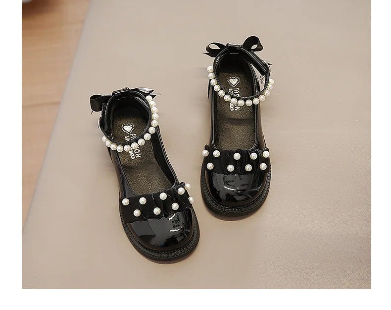 Spring Autumn Girl Glossy Leather Shoes Fashion Children Princess Causal Dress Flats Sweet Bowtie Kids School Mary Jane Shoes - Mom & Kids