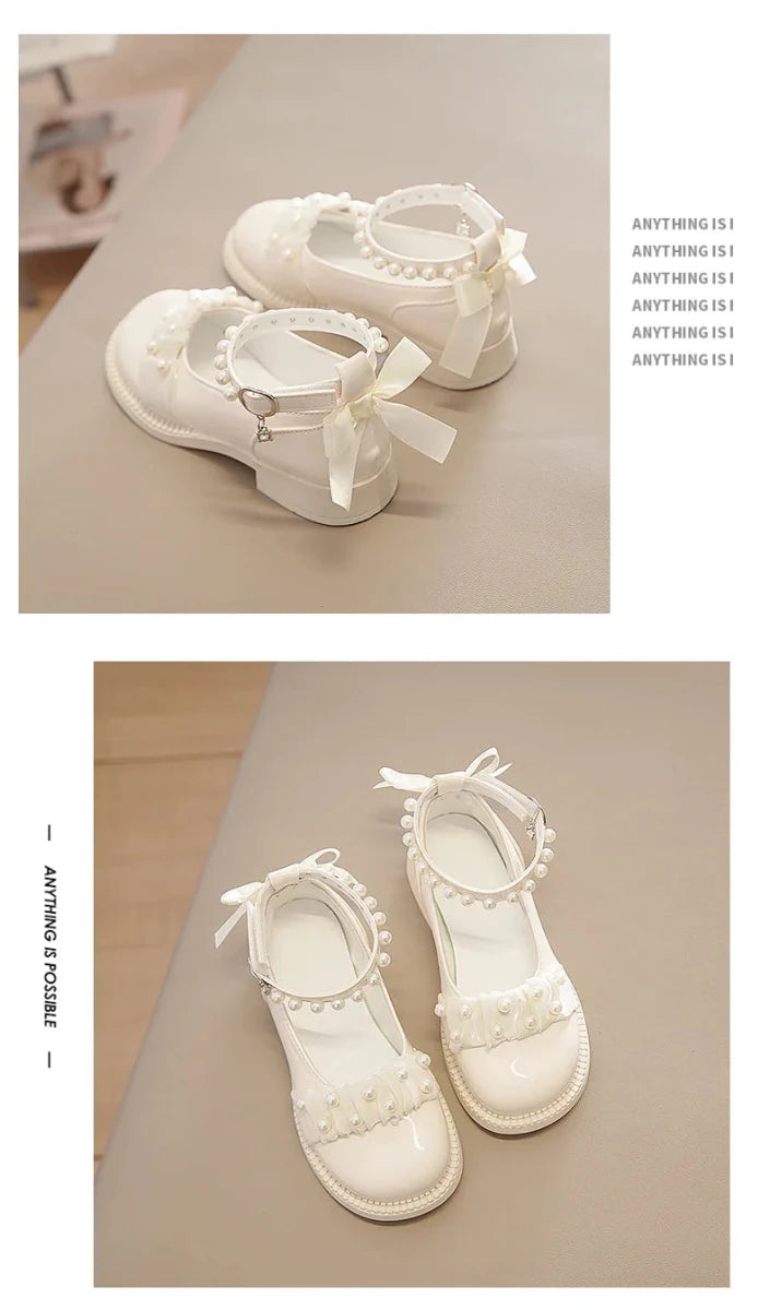 Spring Autumn Girl Glossy Leather Shoes Fashion Children Princess Causal Dress Flats Sweet Bowtie Kids School Mary Jane Shoes - Mom & Kids