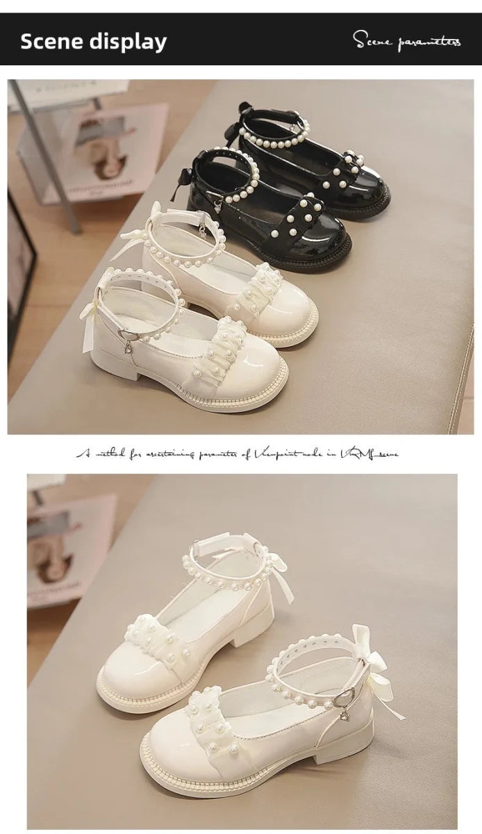 Spring Autumn Girl Glossy Leather Shoes Fashion Children Princess Causal Dress Flats Sweet Bowtie Kids School Mary Jane Shoes - Mom & Kids