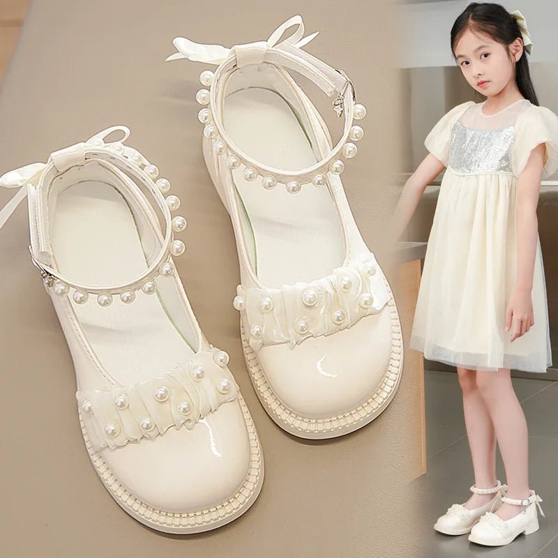 Spring Autumn Girl Glossy Leather Shoes Fashion Children Princess Causal Dress Flats Sweet Bowtie Kids School Mary Jane Shoes - Mom & Kids
