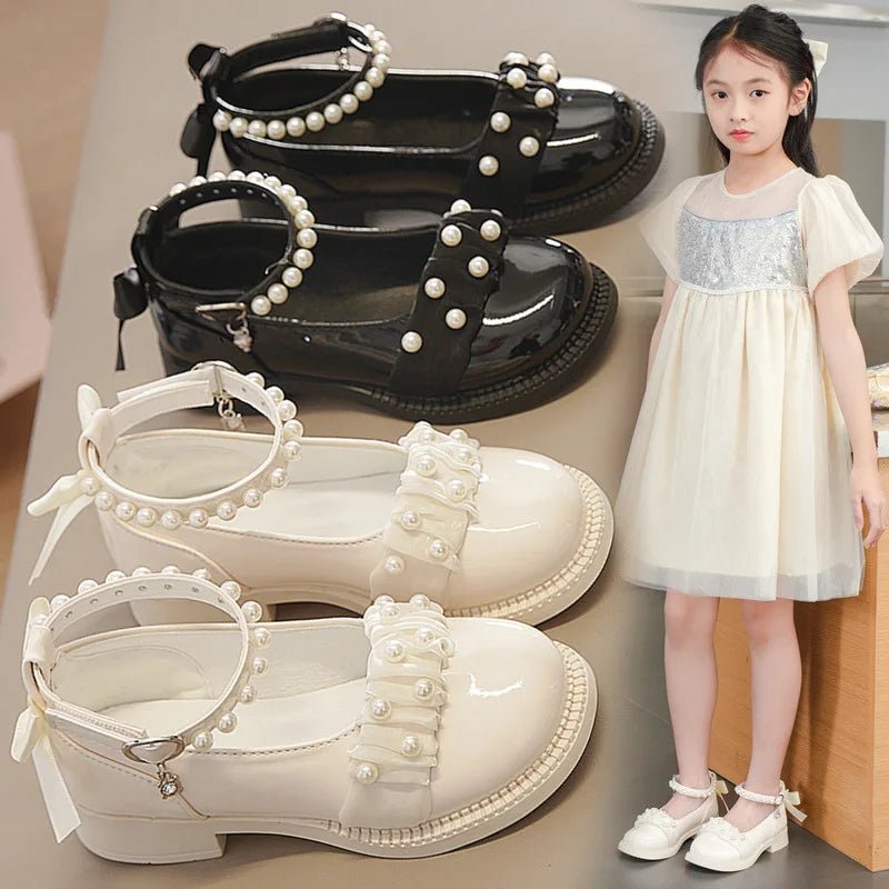 Spring Autumn Girl Glossy Leather Shoes Fashion Children Princess Causal Dress Flats Sweet Bowtie Kids School Mary Jane Shoes - Mom & Kids