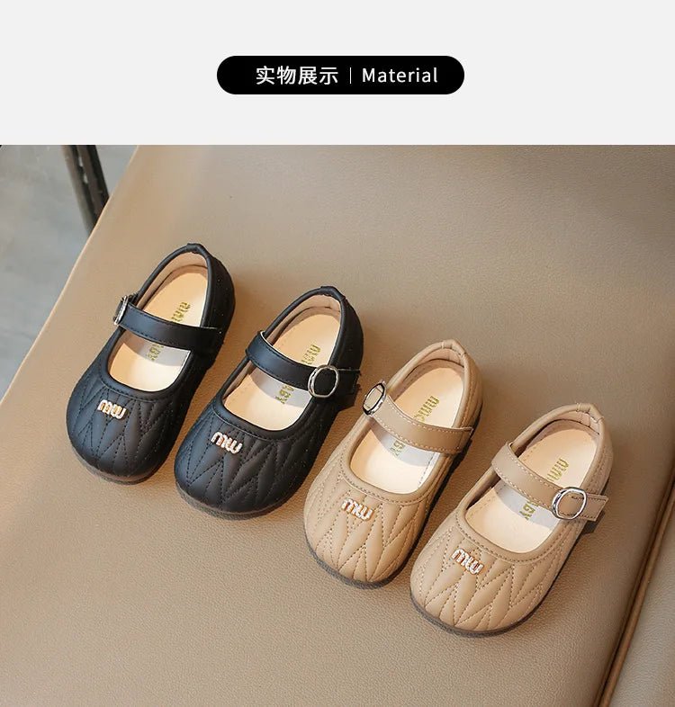 Spring Autumn New Single Shoes Shallow Mouth Bean Shoes Women's Baby Soft Women's Children's Leather Shoes - Mom & Kids