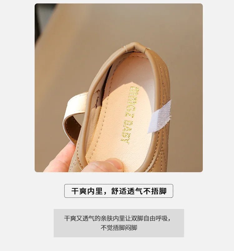 Spring Autumn New Single Shoes Shallow Mouth Bean Shoes Women's Baby Soft Women's Children's Leather Shoes - Mom & Kids