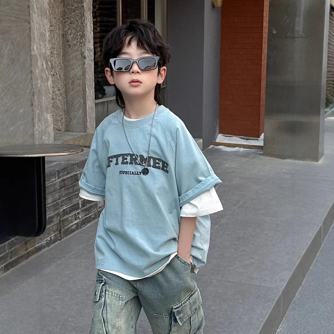 Spring Summer New Children's Short Sleeve T-shirt - Mom & Kids