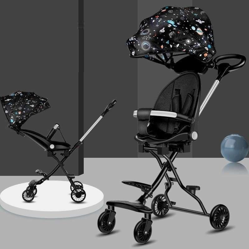 Baby stroller with two-way sitting and lying function, foldable baby stroller for children with high view