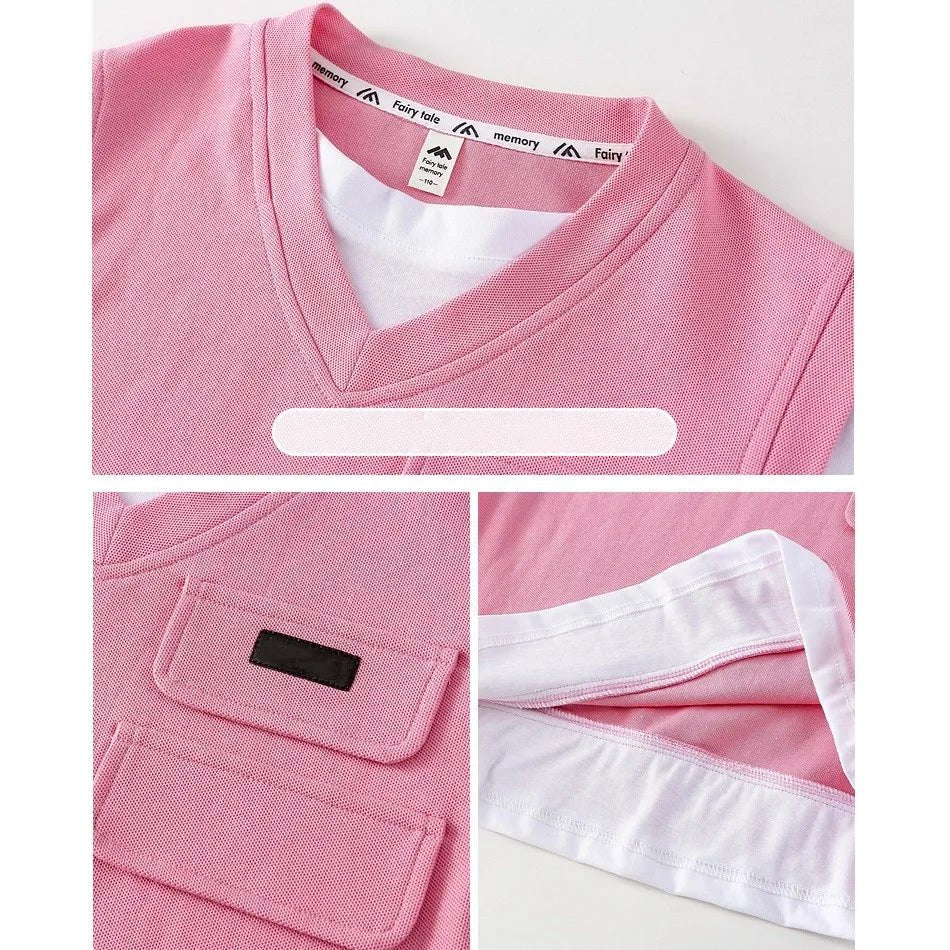 Summer Baby and Boys Cotton Contrast Patchwork t-Shirt Tops+Shorts Pant Sets School Kids Tracksuit Child 2PCS Outfit 1-10 Years - Mom & Kids