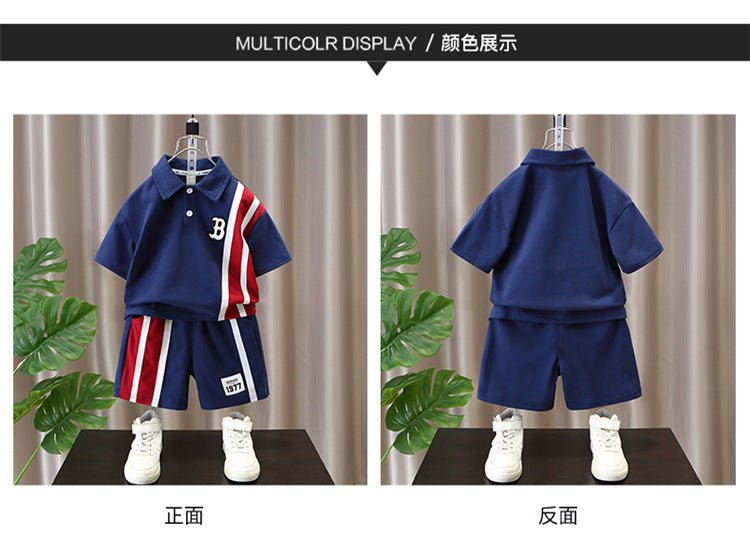 Summer Baby Boys Clothes Suits Kids Patchwork POLO Shirts and Shorts 2pcs Suit Children Short Sleeve Tracksuits Boys Sports Set - Mom & Kids