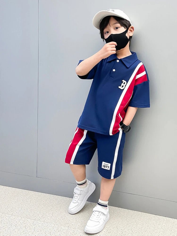 Summer Baby Boys Clothes Suits Kids Patchwork POLO Shirts and Shorts 2pcs Suit Children Short Sleeve Tracksuits Boys Sports Set - Mom & Kids