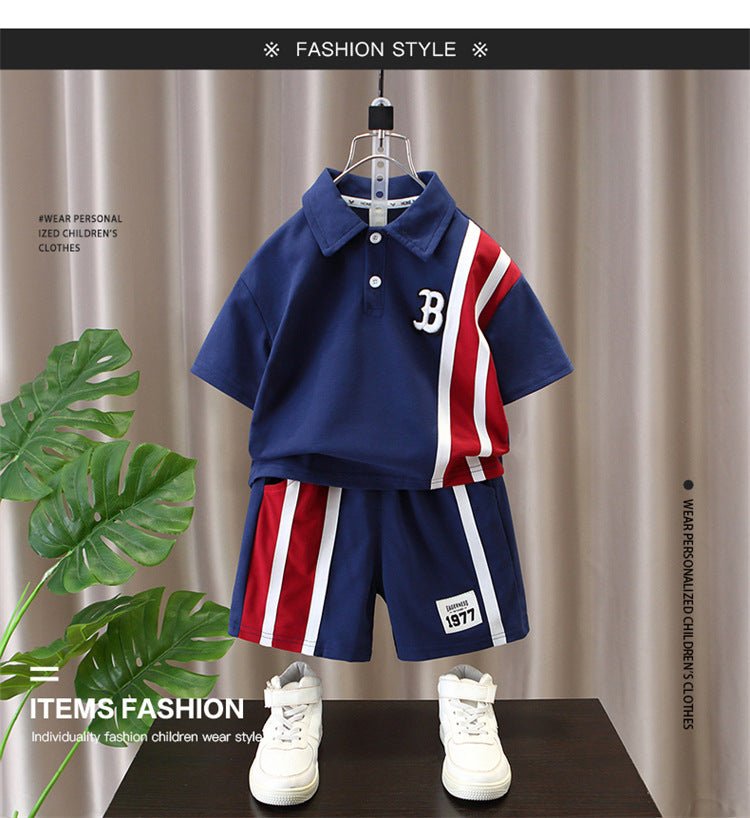Summer Baby Boys Clothes Suits Kids Patchwork POLO Shirts and Shorts 2pcs Suit Children Short Sleeve Tracksuits Boys Sports Set - Mom & Kids