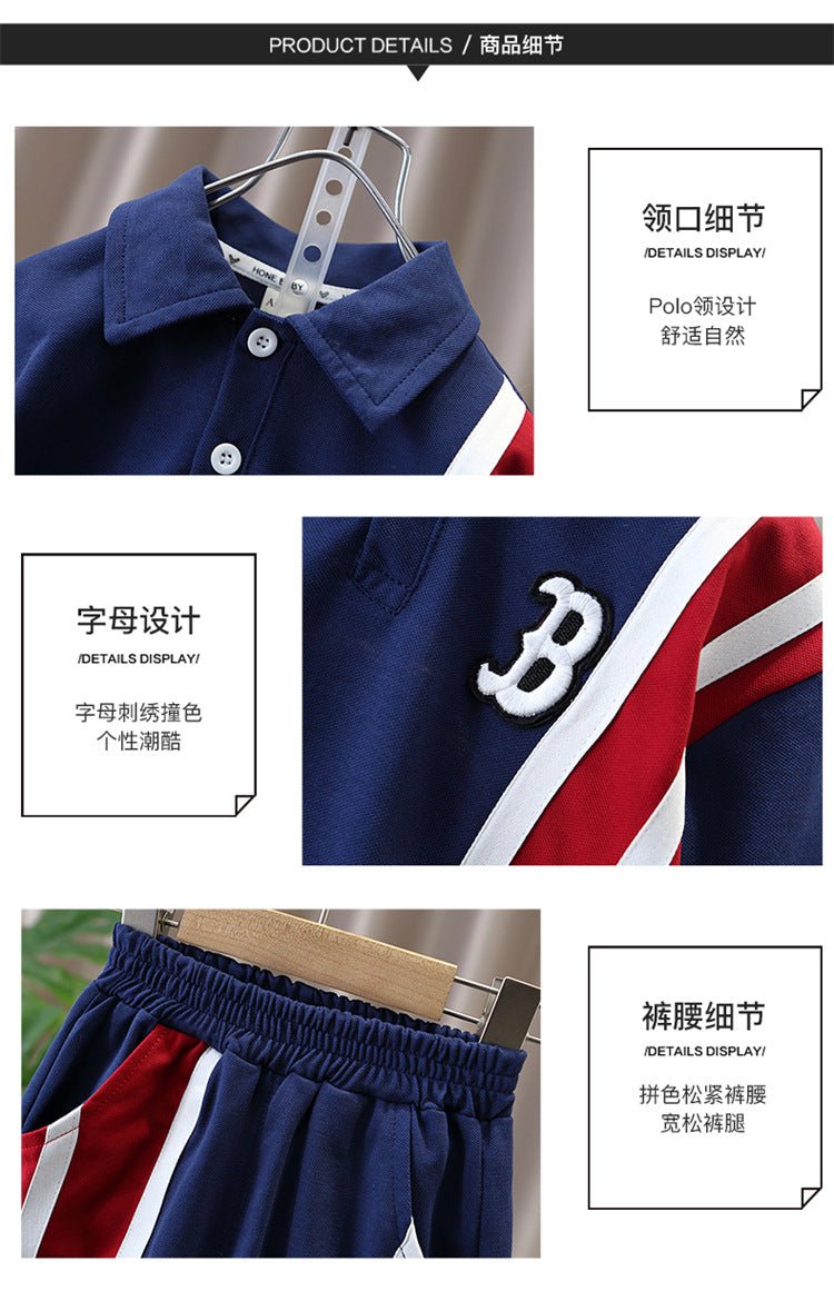 Summer Baby Boys Clothes Suits Kids Patchwork POLO Shirts and Shorts 2pcs Suit Children Short Sleeve Tracksuits Boys Sports Set - Mom & Kids