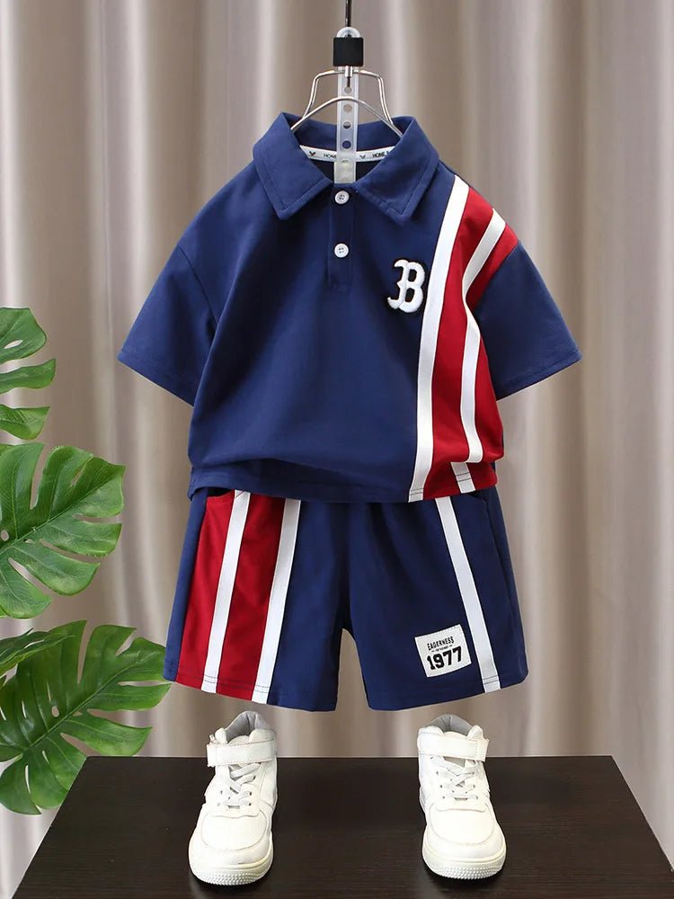 Summer Baby Boys Clothes Suits Kids Patchwork POLO Shirts and Shorts 2pcs Suit Children Short Sleeve Tracksuits Boys Sports Set - Mom & Kids