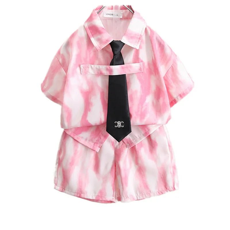 Summer Boys Clothes Suit Fashion Children's Shirt+Shorts 2Pcs/Set Toddler Wedding Party Suit Kids Vacation Outfit 2-11 Years - Mom & Kids