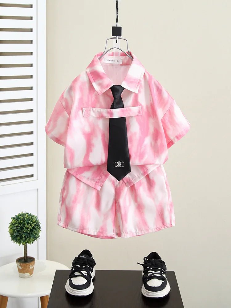 Summer Boys Clothes Suit Fashion Children's Shirt+Shorts 2Pcs/Set Toddler Wedding Party Suit Kids Vacation Outfit 2-11 Years - Mom & Kids