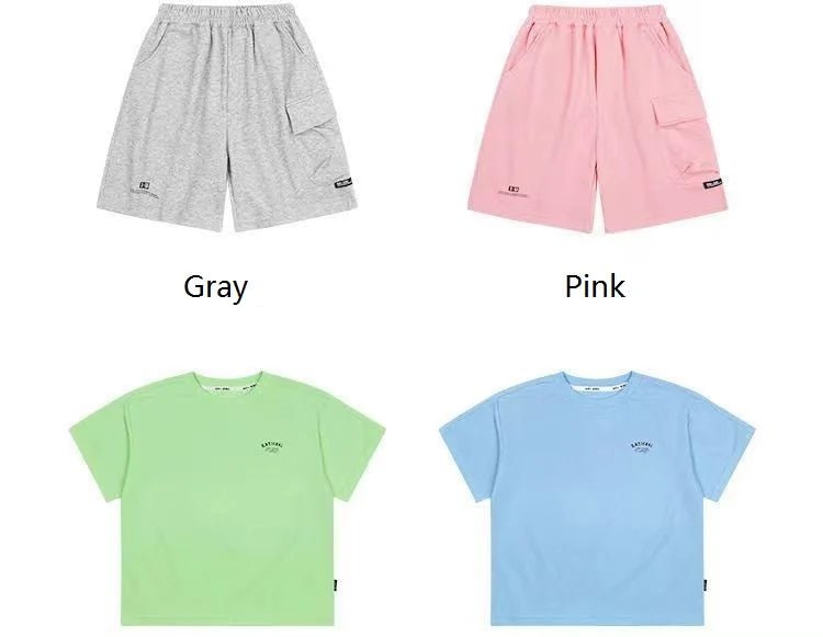 Summer Casual Boys Cotton Loose Alphabet T-shirt Tops+Short Pants Set School Kids Tracksuit Children 2-Piece Outfit Suit 2-14Yrs - Mom & Kids
