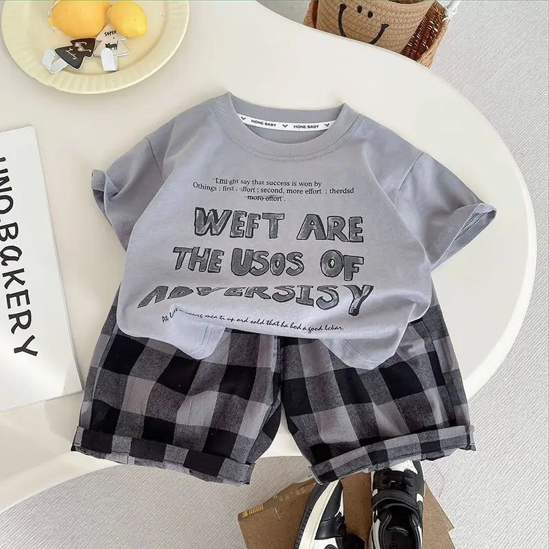 Summer Children Clothes Boys Girls Short-sleeved Striped T-shirt +Shorts 2Pcs Set Babies Fashion Round Neck Outfits Kids Suits - Mom & Kids