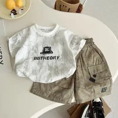 Summer Children Clothes Boys Girls Short-sleeved Striped T-shirt +Shorts 2Pcs Set Babies Fashion Round Neck Outfits Kids Suits - Mom & Kids
