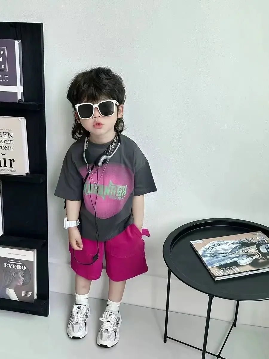 Summer Children Clothes Boys Girls Short-sleeved Striped T-shirt +Shorts 2Pcs Set Babies Fashion Round Neck Outfits Kids Suits - Mom & Kids