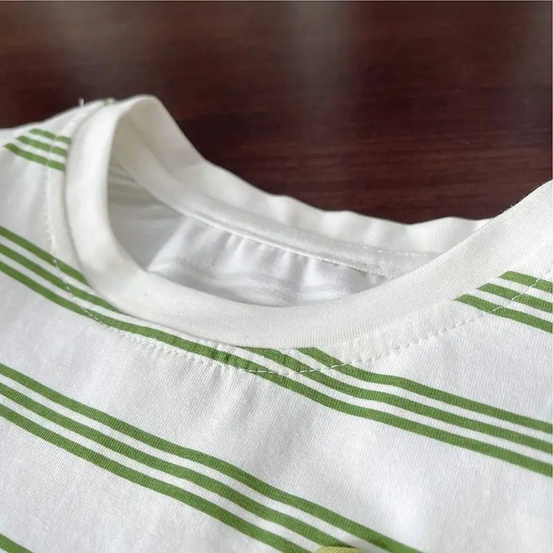 Summer Children Clothes Boys Girls Short-sleeved Striped T-shirt +Shorts 2Pcs Set Babies Fashion Round Neck Outfits Kids Suits - Mom & Kids