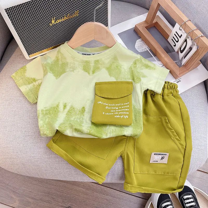 Summer Children Clothes Boys Girls Short-sleeved Striped T-shirt +Shorts 2Pcs Set Babies Fashion Round Neck Outfits Kids Suits - Mom & Kids