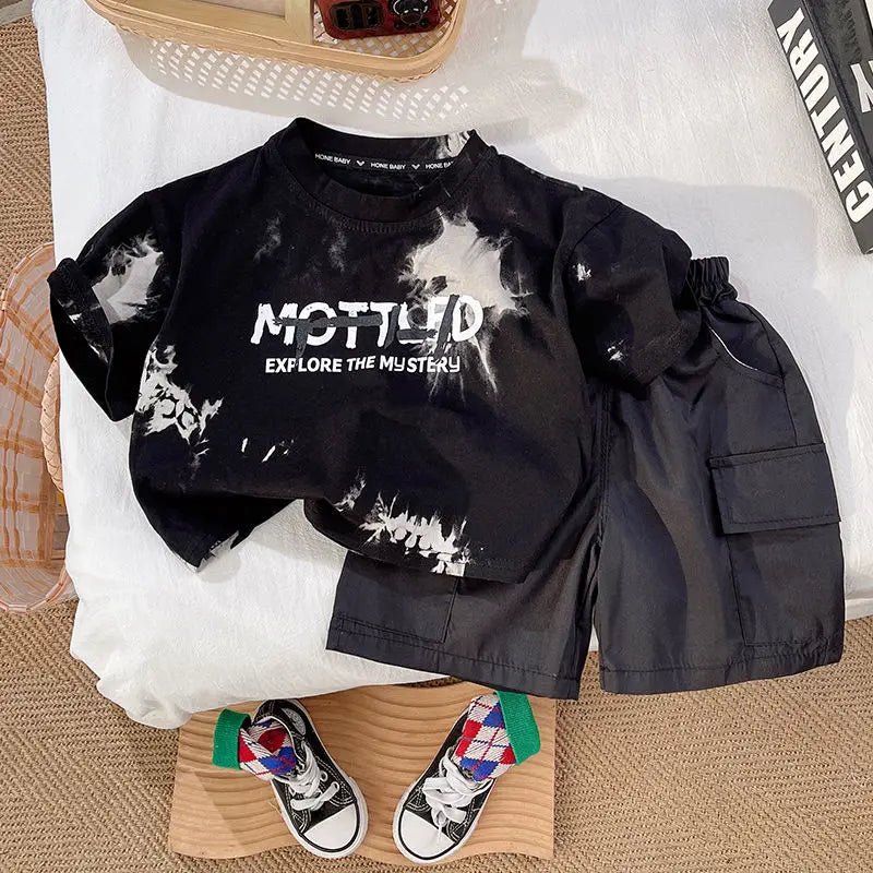 Summer Children Clothes Boys Girls Short-sleeved Striped T-shirt +Shorts 2Pcs Set Babies Fashion Round Neck Outfits Kids Suits - Mom & Kids