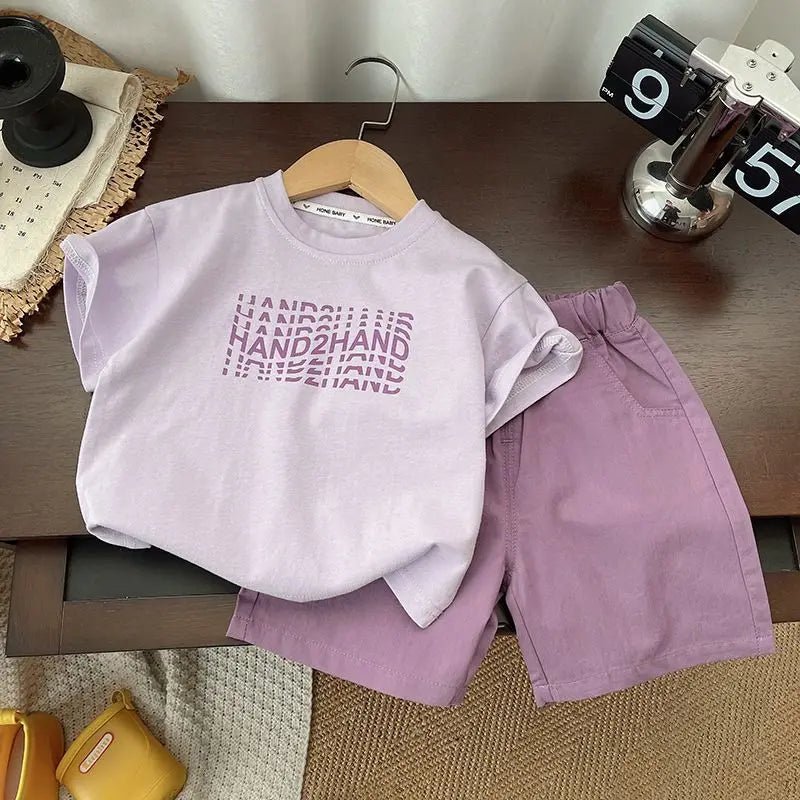 Summer Children Clothes Boys Girls Short-sleeved Striped T-shirt +Shorts 2Pcs Set Babies Fashion Round Neck Outfits Kids Suits - Mom & Kids
