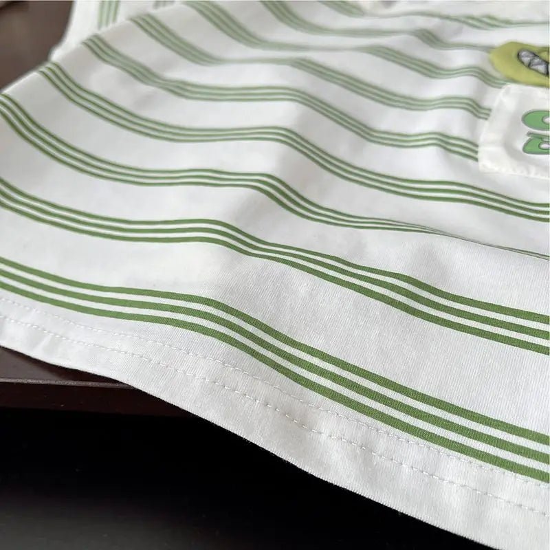 Summer Children Clothes Boys Girls Short-sleeved Striped T-shirt +Shorts 2Pcs Set Babies Fashion Round Neck Outfits Kids Suits - Mom & Kids