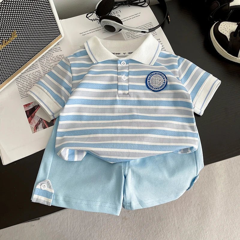 Summer Children Suits Boys Girls Short-sleeved Striped T-shirt +Shorts 2pcs/Set Babies Fashion Tracksuits Kids Casual Outfits - Mom & Kids