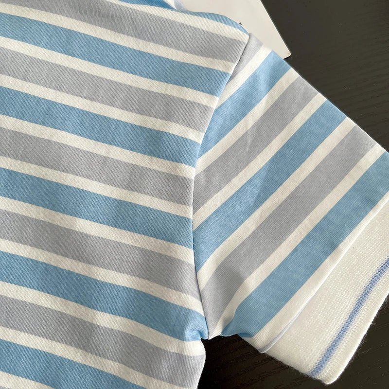 Summer Children Suits Boys Girls Short-sleeved Striped T-shirt +Shorts 2pcs/Set Babies Fashion Tracksuits Kids Casual Outfits - Mom & Kids