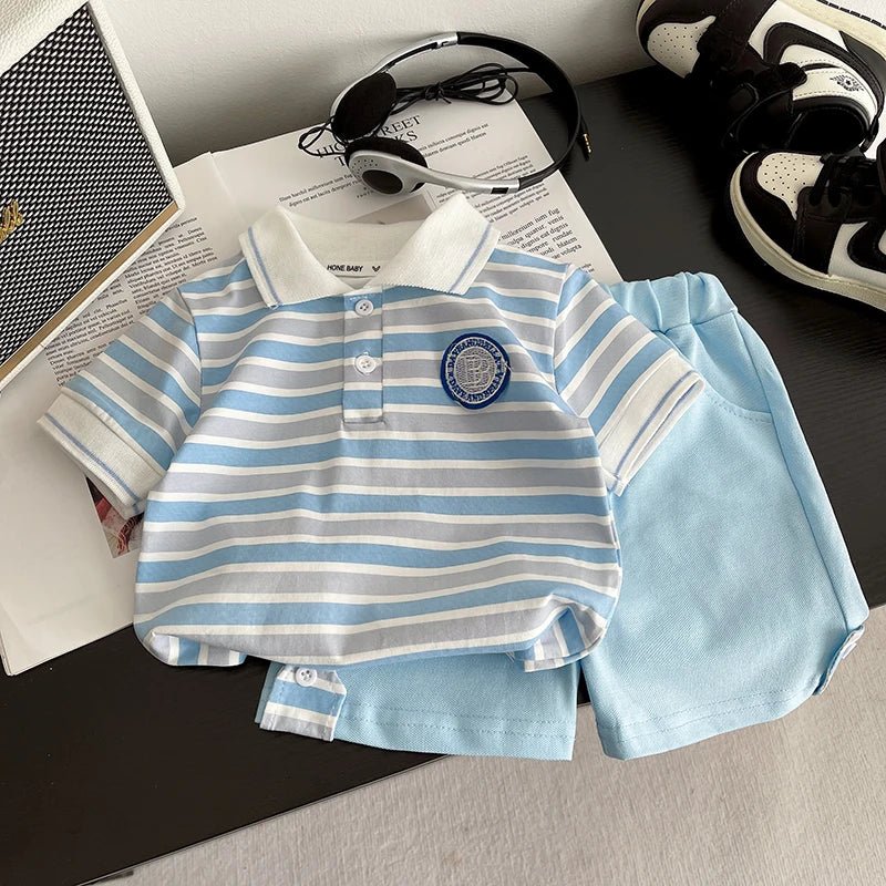 Summer Children Suits Boys Girls Short-sleeved Striped T-shirt +Shorts 2pcs/Set Babies Fashion Tracksuits Kids Casual Outfits - Mom & Kids