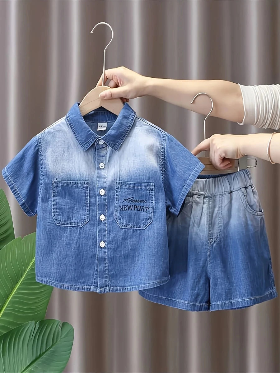 Summer Children's clothing denim suit for the baby T-shirt and jeans Two-piece set - Mom & Kids