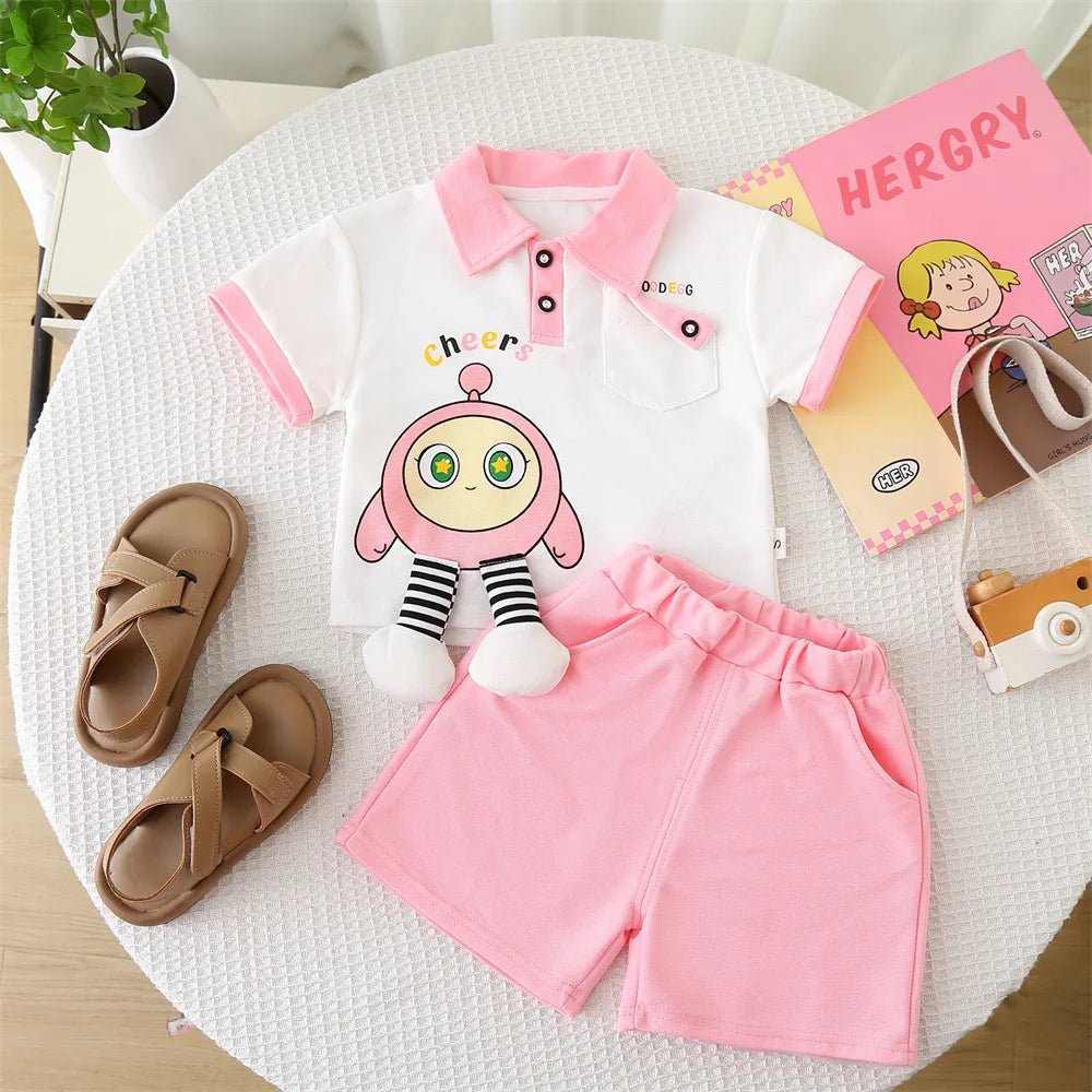 Summer Clothes for Children Baby Girls Cartoon T-Shirt And Shorts 2pcs Set Kids Infant Toddler Fashion Tracksuit - Mom & Kids