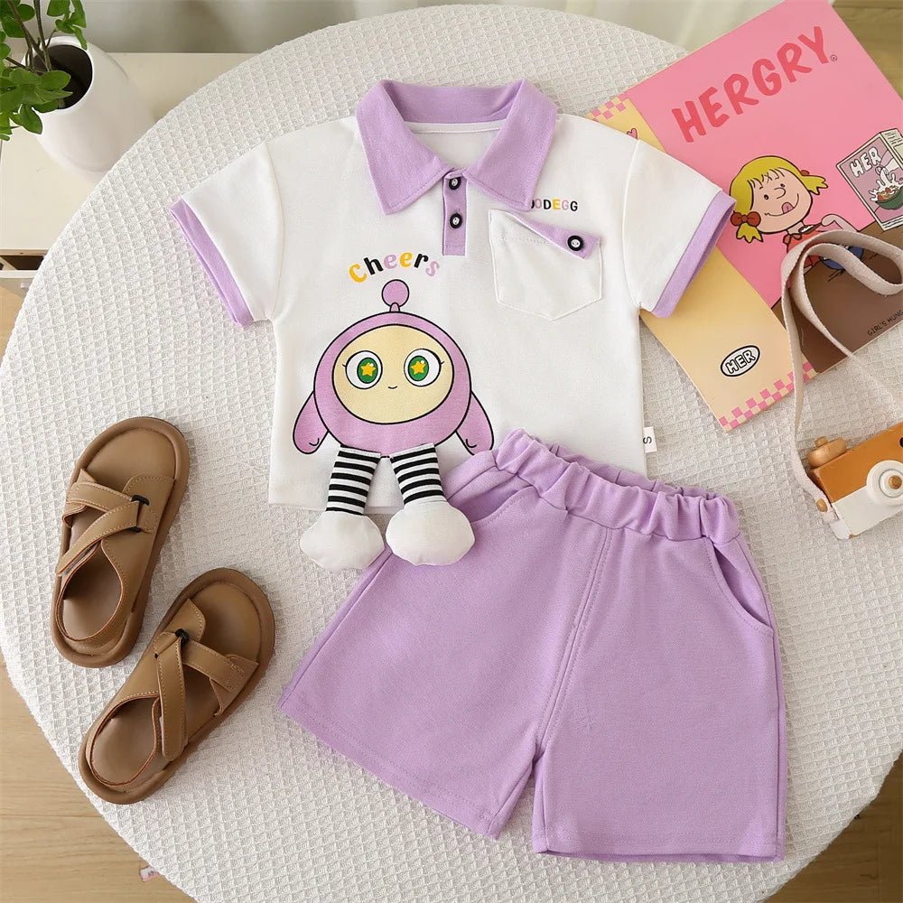 Summer Clothes for Children Baby Girls Cartoon T-Shirt And Shorts 2pcs Set Kids Infant Toddler Fashion Tracksuit - Mom & Kids