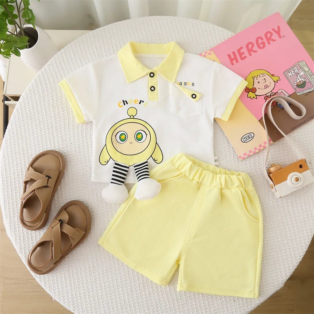 Summer Clothes for Children Baby Girls Cartoon T-Shirt And Shorts 2pcs Set Kids Infant Toddler Fashion Tracksuit - Mom & Kids