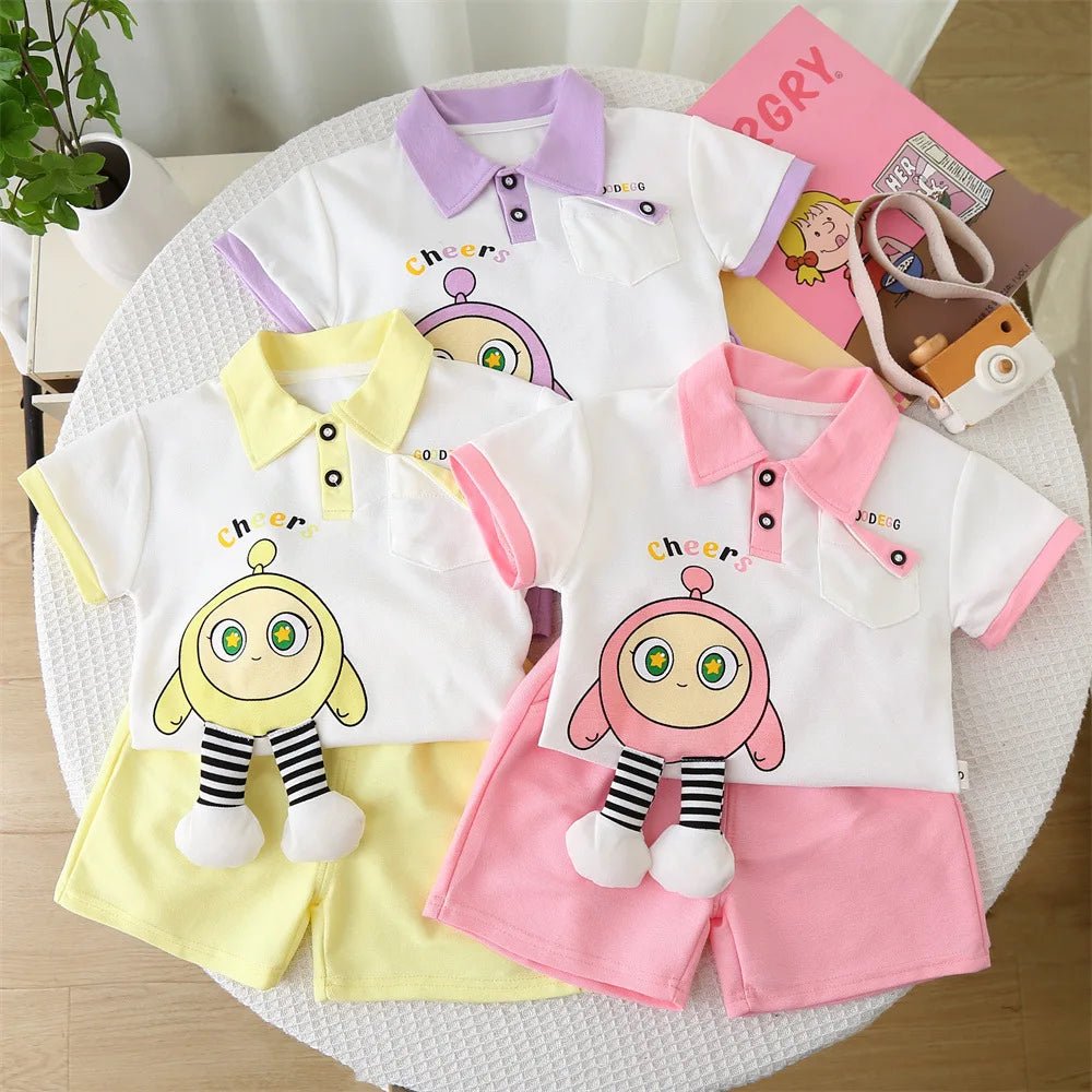 Summer Clothes for Children Baby Girls Cartoon T-Shirt And Shorts 2pcs Set Kids Infant Toddler Fashion Tracksuit - Mom & Kids