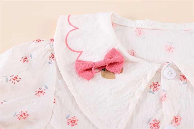 Summer Fashion Baby Clothes Suit Children Short Sleeved Flower Shirt Shorts 2Pcs/Sets Kids Girls Clothing Infant Casual Costume - Mom & Kids