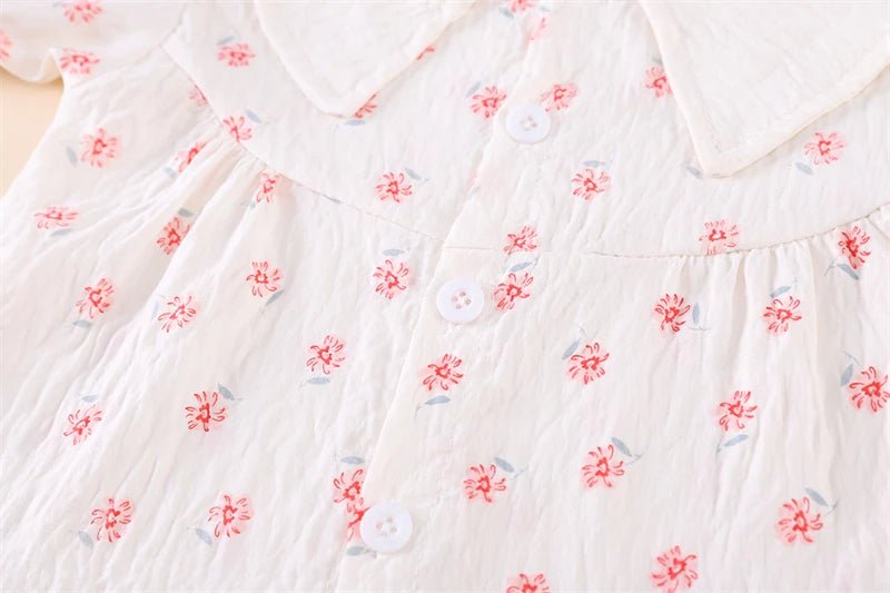 Summer Fashion Baby Clothes Suit Children Short Sleeved Flower Shirt Shorts 2Pcs/Sets Kids Girls Clothing Infant Casual Costume - Mom & Kids
