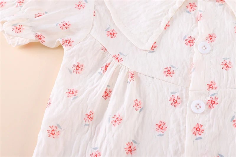 Summer Fashion Baby Clothes Suit Children Short Sleeved Flower Shirt Shorts 2Pcs/Sets Kids Girls Clothing Infant Casual Costume - Mom & Kids