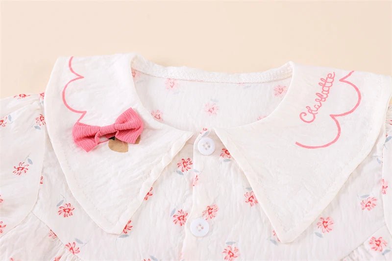 Summer Fashion Baby Clothes Suit Children Short Sleeved Flower Shirt Shorts 2Pcs/Sets Kids Girls Clothing Infant Casual Costume - Mom & Kids