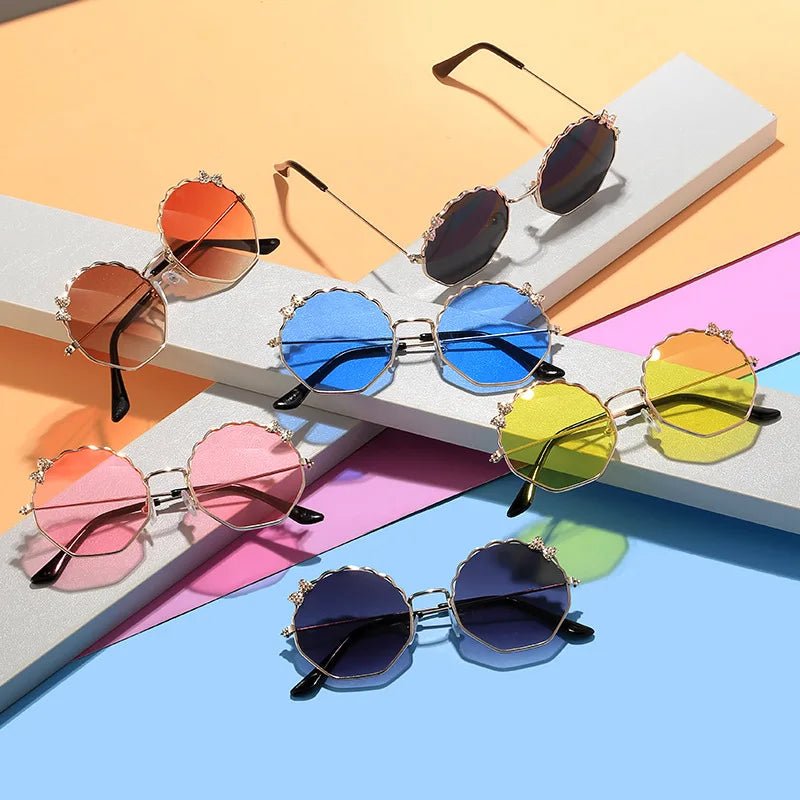Summer Fashion Kids Sunglasses Trendy Bowknot Metal Frame Sun Glasses for Boys Girls Outdoor Anti UV Eyewear UV400 - Mom & Kids