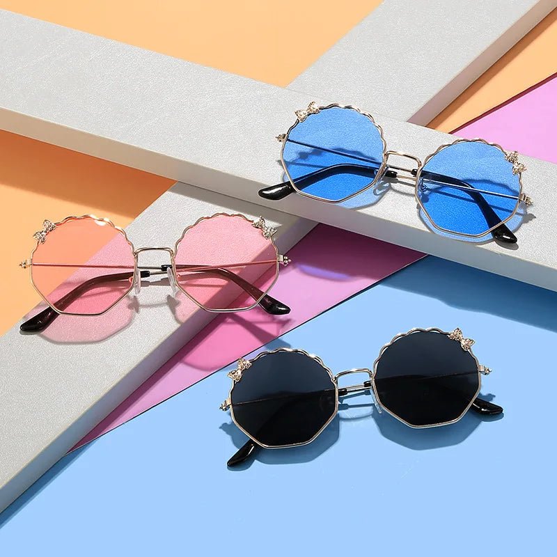 Summer Fashion Kids Sunglasses Trendy Bowknot Metal Frame Sun Glasses for Boys Girls Outdoor Anti UV Eyewear UV400 - Mom & Kids