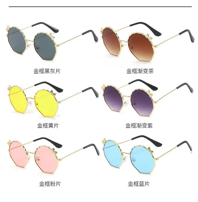 Summer Fashion Kids Sunglasses Trendy Bowknot Metal Frame Sun Glasses for Boys Girls Outdoor Anti UV Eyewear UV400 - Mom & Kids