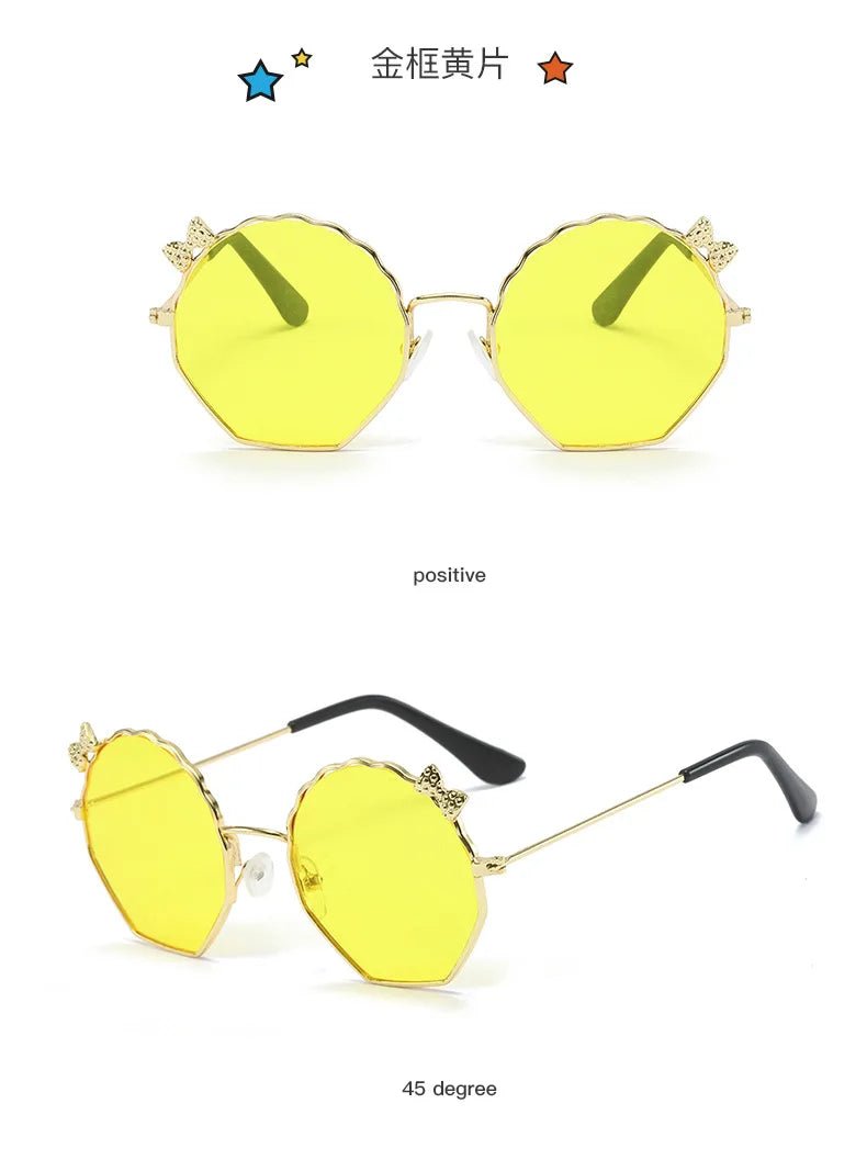 Summer Fashion Kids Sunglasses Trendy Bowknot Metal Frame Sun Glasses for Boys Girls Outdoor Anti UV Eyewear UV400 - Mom & Kids
