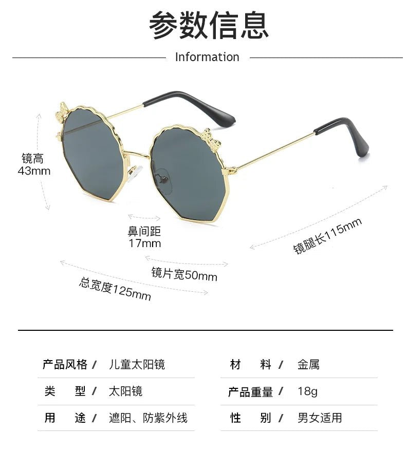 Summer Fashion Kids Sunglasses Trendy Bowknot Metal Frame Sun Glasses for Boys Girls Outdoor Anti UV Eyewear UV400 - Mom & Kids